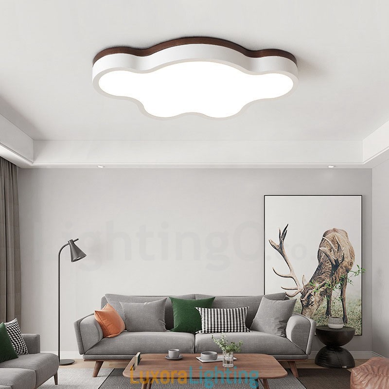 Designer Touch Decorative Retro Wooden Steel Flush Wood Light Kids Ceiling Light