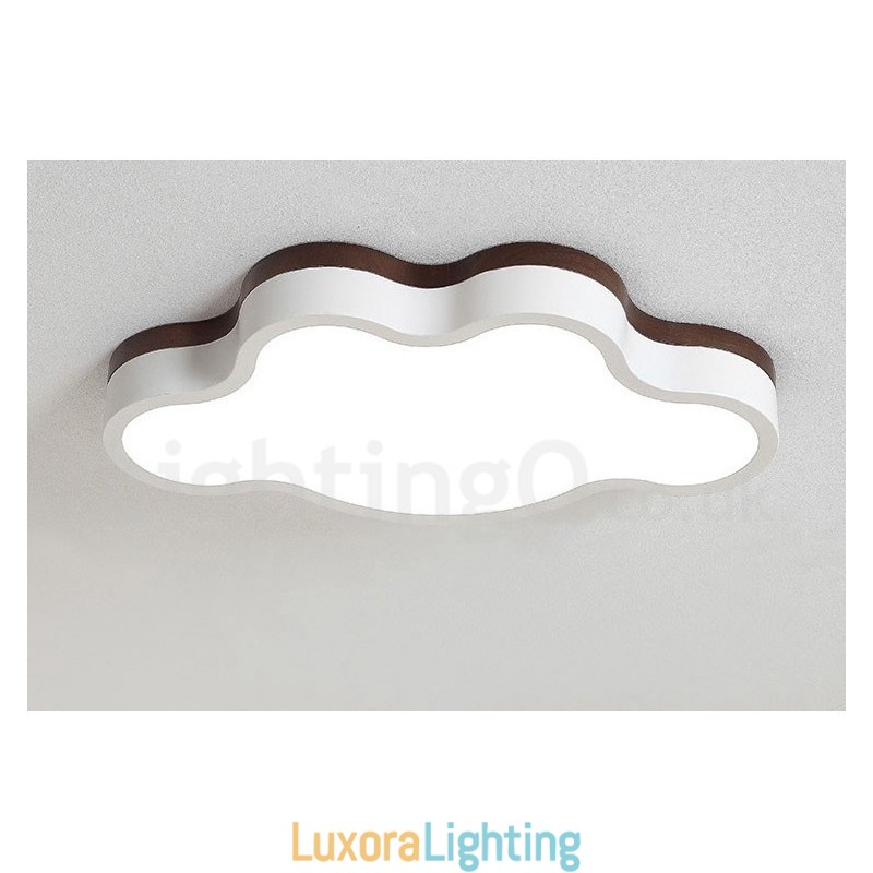 Designer Touch Decorative Retro Wooden Steel Flush Wood Light Kids Ceiling Light