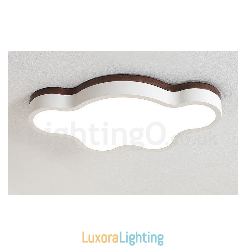 Designer Touch Decorative Retro Wooden Steel Flush Wood Light Kids Ceiling Light