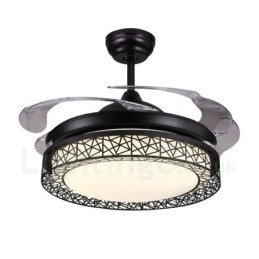 Designer Touch Decorative 108CM (42") 91CM(36") Modern Contemporary Remote Control Hollow Ceiling Fan Light with Acrylic Shade Mute Pure Copper Motor
