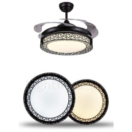 Designer Touch Decorative 108CM (42") 91CM(36") Modern Contemporary Remote Control Hollow Ceiling Fan Light with Acrylic Shade Mute Pure Copper Motor