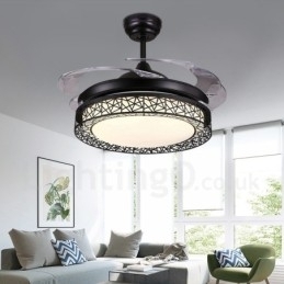 Designer Touch Decorative 108CM (42") 91CM(36") Modern Contemporary Remote Control Hollow Ceiling Fan Light with Acrylic Shade Mute Pure Copper Motor