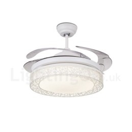 Designer Touch Decorative 108CM (42") 91CM(36") Modern Contemporary Remote Control Hollow Ceiling Fan Light with Acrylic Shade Mute Pure Copper Motor