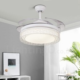 Designer Touch Decorative 108CM (42") 91CM(36") Modern Contemporary Remote Control Hollow Ceiling Fan Light with Acrylic Shade Mute Pure Copper Motor