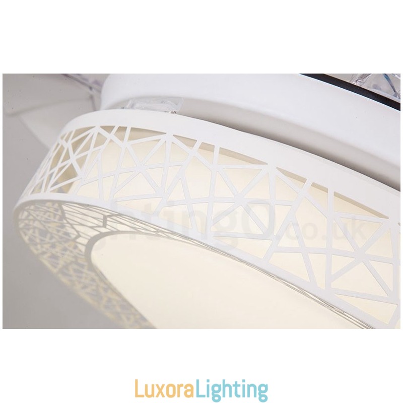 Designer Touch Decorative 108CM (42") 91CM(36") Modern Contemporary Remote Control Hollow Ceiling Fan Light with Acrylic Shade Mute Pure Copper Motor