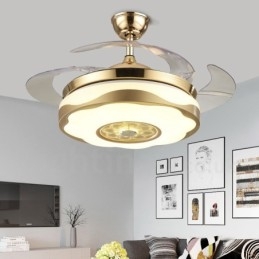 Designer Touch Decorative 108CM (42") 91CM(36") Modern Contemporary Remote Control Gold Colour Ceiling Fan Light with Acrylic Shade Mute Pure Copper Motor