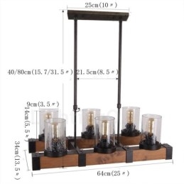 Designer Touch Decorative 6 Light Vintage Wooden Chandelier Industrial Wind Loft Wood Linear Pendant Lighting