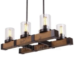 Designer Touch Decorative 6 Light Vintage Wooden Chandelier Industrial Wind Loft Wood Linear Pendant Lighting