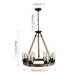 Designer Touch Decorative 6 Light Ring Vintage Wooden Chandelier Industrial Wind Loft Wood Linear Pendant Lighting