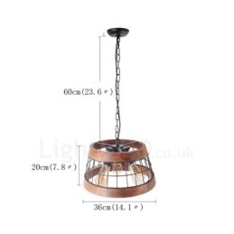 Designer Touch Decorative 3 Light Ring Vintage Wooden Chandelier Industrial Wind Loft Wood Linear Pendant Lighting