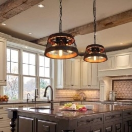 Designer Touch Decorative 3 Light Ring Vintage Wooden Chandelier Industrial Wind Loft Wood Linear Pendant Lighting