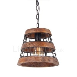 Designer Touch Decorative 1 Light Ring Vintage Wooden Chandelier Industrial Wind Loft Wood Linear Pendant Lighting