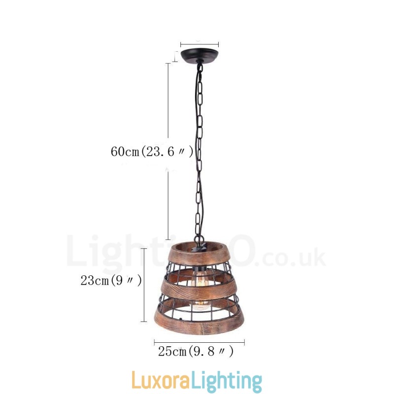 Designer Touch Decorative 1 Light Ring Vintage Wooden Chandelier Industrial Wind Loft Wood Linear Pendant Lighting