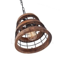 Designer Touch Decorative 1 Light Ring Vintage Wooden Chandelier Industrial Wind Loft Wood Linear Pendant Lighting