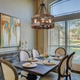 Designer Touch Decorative 5 Light Drum Vintage Wooden Chandelier Industrial Wind Loft Wood Linear Pendant Lighting