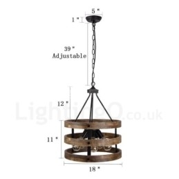 Designer Touch Decorative 5 Light Drum Vintage Wooden Chandelier Industrial Wind Loft Wood Linear Pendant Lighting