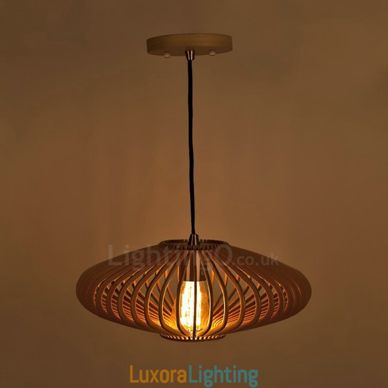 Designer Touch Decorative 1 Light Lantern Vintage Wooden Chandelier Industrial Wind Loft Wood Linear Pendant Lighting
