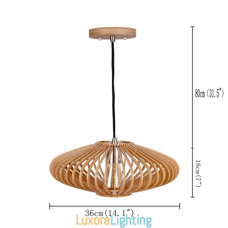 Designer Touch Decorative 1 Light Lantern Vintage Wooden Chandelier Industrial Wind Loft Wood Linear Pendant Lighting