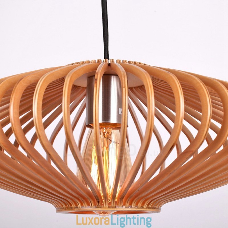 Designer Touch Decorative 1 Light Lantern Vintage Wooden Chandelier Industrial Wind Loft Wood Linear Pendant Lighting