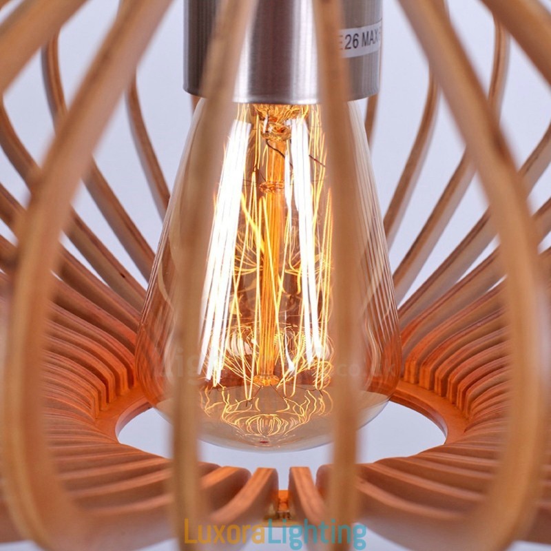 Designer Touch Decorative 1 Light Lantern Vintage Wooden Chandelier Industrial Wind Loft Wood Linear Pendant Lighting