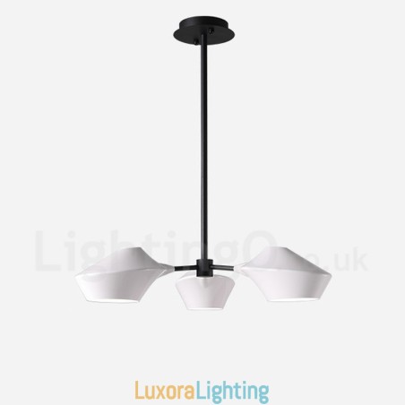 Designer Touch Decorative Linear Retro Chandelier 3 Light with Acrylic Shades Outdoors Garage