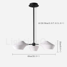 Designer Touch Decorative Linear Retro Chandelier 3 Light with Acrylic Shades Outdoors Garage