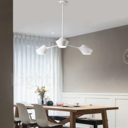 Designer Touch Decorative Linear Retro Chandelier 3 Light with Acrylic Shades Outdoors Garage