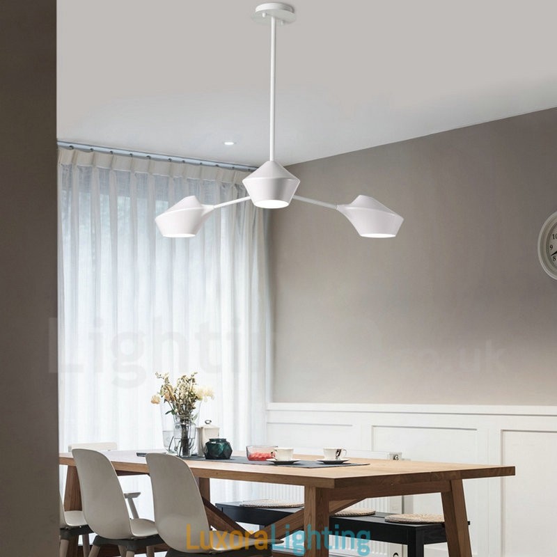 Designer Touch Decorative Linear Retro Chandelier 3 Light with Acrylic Shades Outdoors Garage