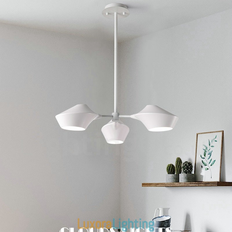 Designer Touch Decorative Linear Retro Chandelier 3 Light with Acrylic Shades Outdoors Garage