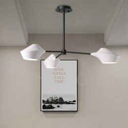 Designer Touch Decorative Linear Retro Chandelier 3 Light with Acrylic Shades Outdoors Garage