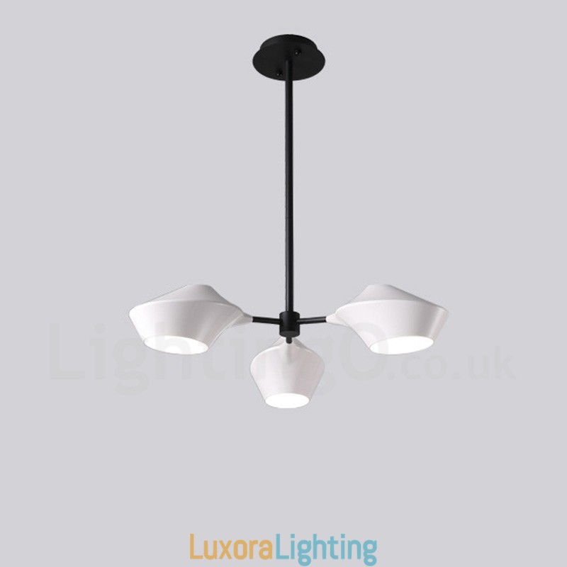 Designer Touch Decorative Linear Retro Chandelier 3 Light with Acrylic Shades Outdoors Garage