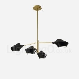 Designer Touch Decorative Two Tiers Linear Retro Chandelier 4 Light with Acrylic Shades Outdoors Garage