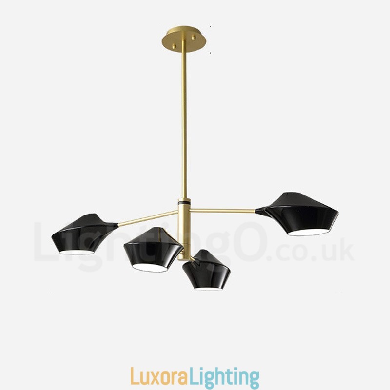 Designer Touch Decorative Two Tiers Linear Retro Chandelier 4 Light with Acrylic Shades Outdoors Garage