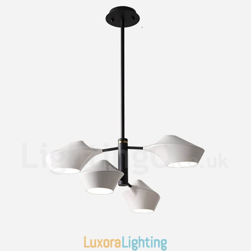 Designer Touch Decorative Two Tiers Linear Retro Chandelier 4 Light with Acrylic Shades Outdoors Garage