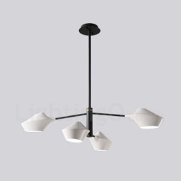 Designer Touch Decorative Two Tiers Linear Retro Chandelier 4 Light with Acrylic Shades Outdoors Garage