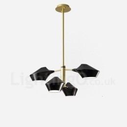 Designer Touch Decorative Two Tiers Linear Retro Chandelier 4 Light with Acrylic Shades Outdoors Garage