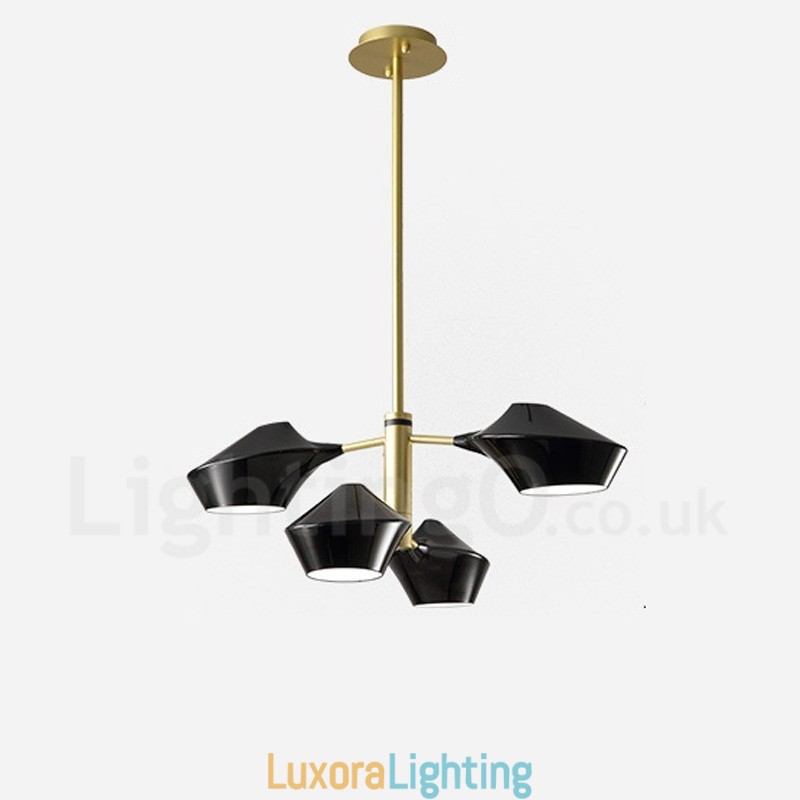 Designer Touch Decorative Two Tiers Linear Retro Chandelier 4 Light with Acrylic Shades Outdoors Garage