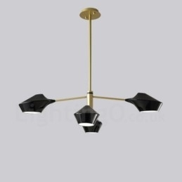 Designer Touch Decorative Two Tiers Linear Retro Chandelier 4 Light with Acrylic Shades Outdoors Garage