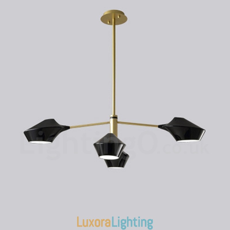 Designer Touch Decorative Two Tiers Linear Retro Chandelier 4 Light with Acrylic Shades Outdoors Garage