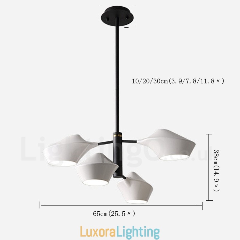 Designer Touch Decorative Two Tiers Linear Retro Chandelier 4 Light with Acrylic Shades Outdoors Garage