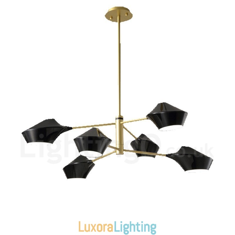 Designer Touch Decorative 2 Tiers Multi Colours Linear Retro Chandelier 6 Light with Acrylic Shades Outdoors Garage
