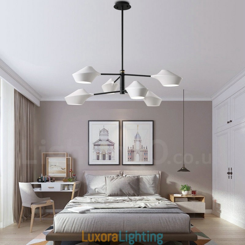 Designer Touch Decorative 2 Tiers Multi Colours Linear Retro Chandelier 6 Light with Acrylic Shades Outdoors Garage