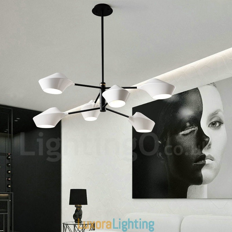 Designer Touch Decorative 2 Tiers Multi Colours Linear Retro Chandelier 6 Light with Acrylic Shades Outdoors Garage