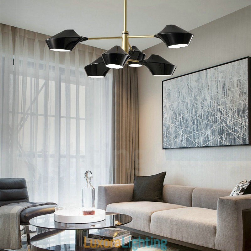 Designer Touch Decorative 2 Tiers Multi Colours Linear Retro Chandelier 6 Light with Acrylic Shades Outdoors Garage