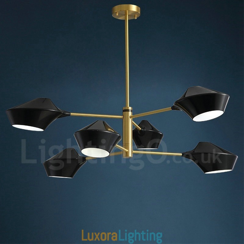 Designer Touch Decorative 2 Tiers Multi Colours Linear Retro Chandelier 6 Light with Acrylic Shades Outdoors Garage