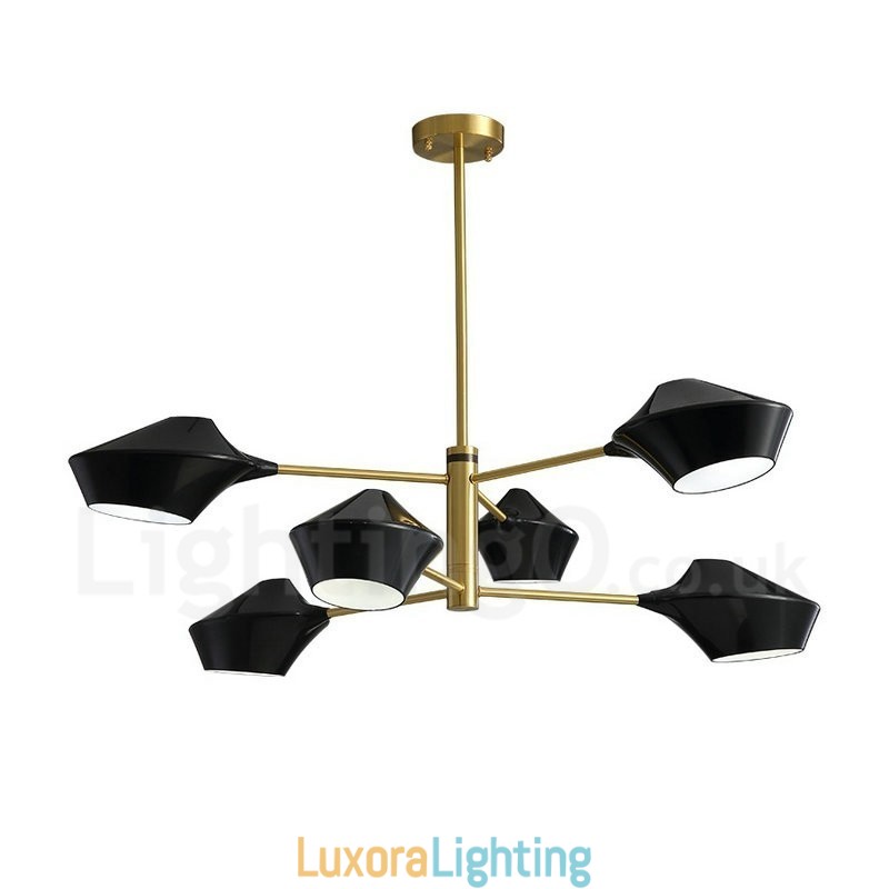 Designer Touch Decorative 2 Tiers Multi Colours Linear Retro Chandelier 6 Light with Acrylic Shades Outdoors Garage