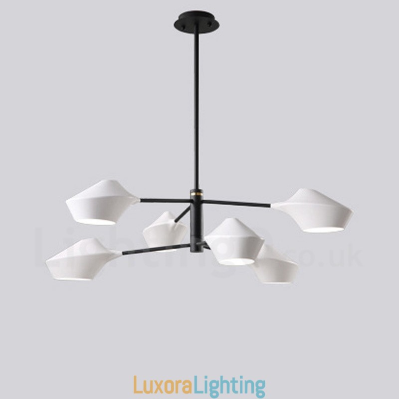 Designer Touch Decorative 2 Tiers Multi Colours Linear Retro Chandelier 6 Light with Acrylic Shades Outdoors Garage