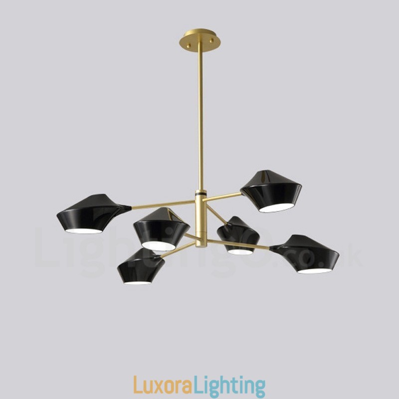 Designer Touch Decorative 2 Tiers Multi Colours Linear Retro Chandelier 6 Light with Acrylic Shades Outdoors Garage