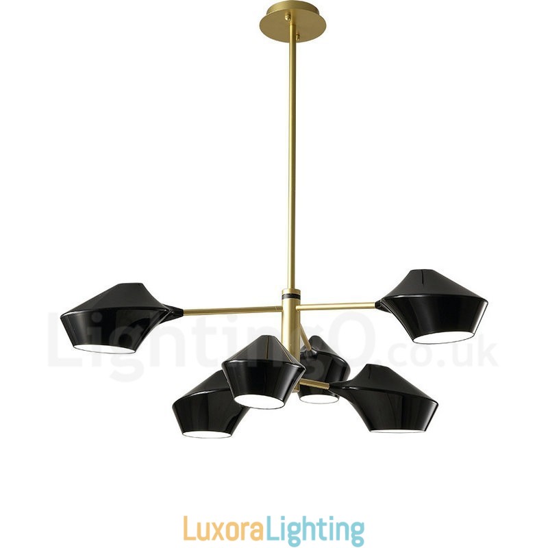 Designer Touch Decorative 2 Tiers Multi Colours Linear Retro Chandelier 6 Light with Acrylic Shades Outdoors Garage