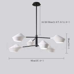 Designer Touch Decorative 2 Tiers Multi Colours Linear Retro Chandelier 6 Light with Acrylic Shades Outdoors Garage